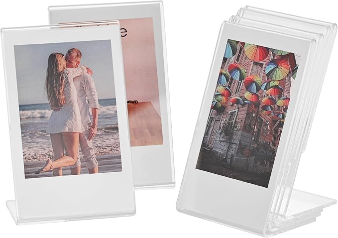 iFreak 2x3 Small Acrylic Polaroid Photo Frame,Clear Mini Picture Holder for Instax Fujifilm 12/40/EVO Instant Mini 3 inch Film,Home & Office Desk Memory Display. (6 Pack, 2.1X3.4)