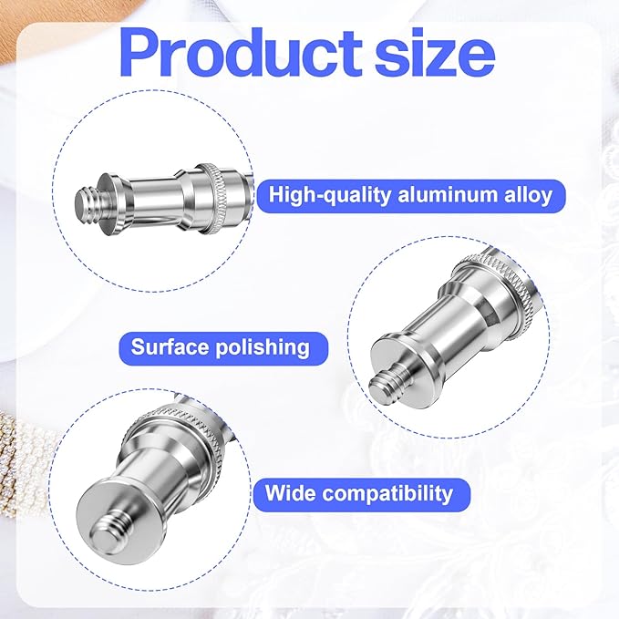 4 Pack Standard 1/4 to 3/8 Inch Metal Male Converter Threaded Screw Adapter Spigot Stud Light Stand Adapter for Tripod, Flash Holder, Ball Head, Wireless Flash Receiver, Hotshoe Coldshoe Adapters