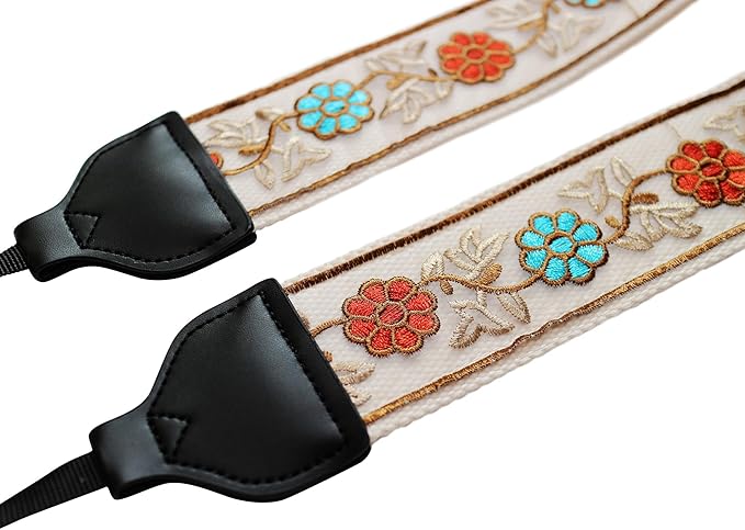 UNIKSTRAP Original Design Adjustable Camera Strap Rococo Style Embroidery Floral Organza, 2 Inch (5cm) Width, Fit for Canon Nikon Sony Interchangeable Lens Digital Camera/DSLR