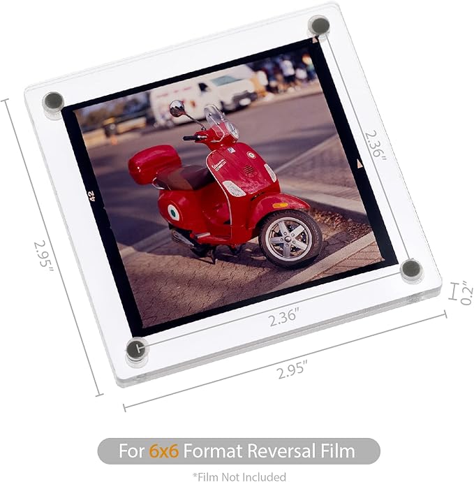 GDSZDDXX Premium Acrylic Magnetic Reversal Film Holders, 6 Packs Archival Storage High Transparency Display Holder for Reversal Film 6X6