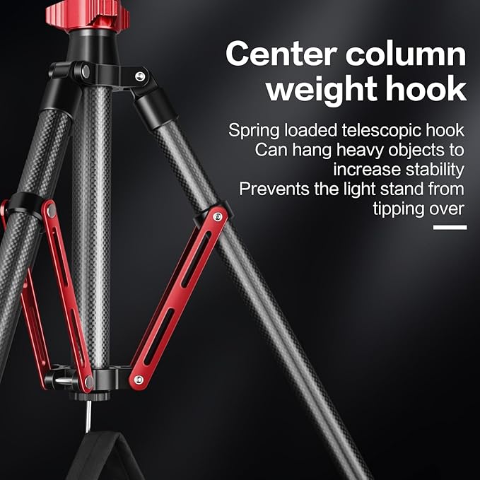 FreeSea Light Stand Carbon Fiber, Adjustable Tripod Stand for Photography, 260cm/102inch Studio Sturdy Tripod for Speedlite Flash Softbox Strobe Light Camera with Carrying Bag