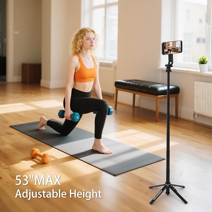 53" Magnetic Selfie Stick Phone Tripod for iPhone, Travel Tripod for iPhone, Extendable Magnetic Cell Phone Stand for Photography, Video Recording, Live Stream