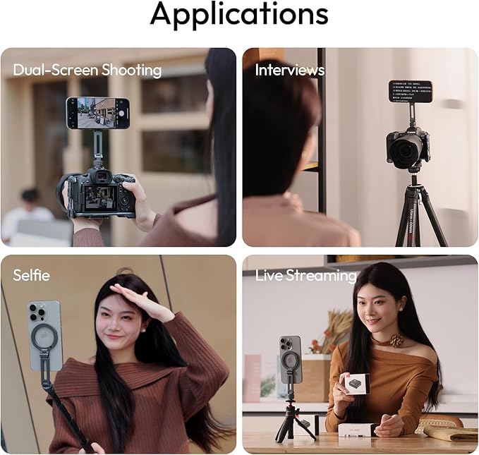 ULANZI Magnetic Phone Tripod Mount for MagSafe, Aluminum Camera Phone Holder with 1/4" Screw & Cold Shoe,Carabiner Design, Compatible with iPhone 17/16/15/14/13/12 Series