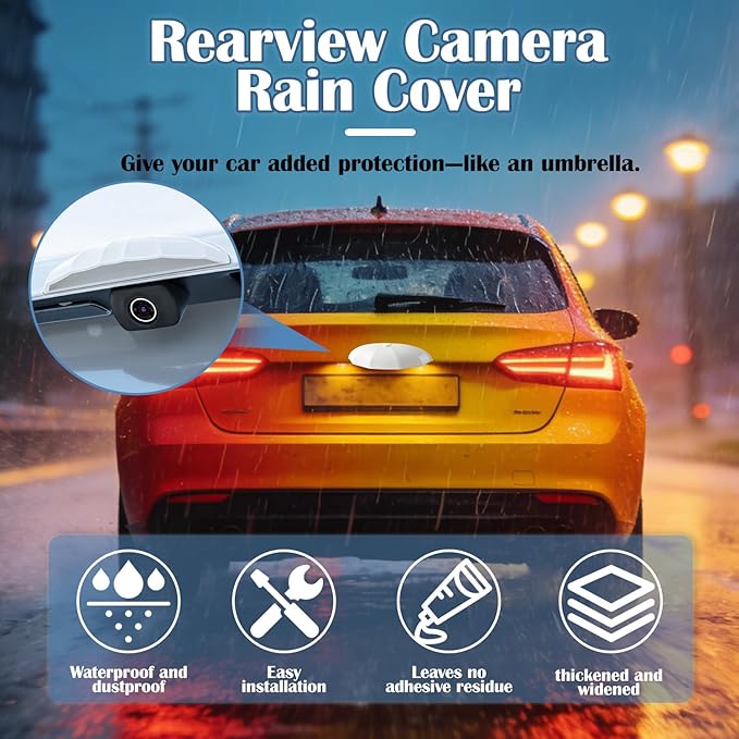 Car Reverse Camera Rain Shield - Wide Design Silicone Cover, Anti-Rain Protection for Clear Rear View