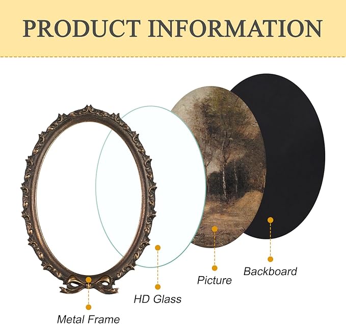 NIKKY HOME Vintage Photo Frame 4x5, Antique Oval Picture Frames, Bronze Gold Decorative Photo Frame with Stand and Glass Front for Tabletop Photos Display Gift Ideas