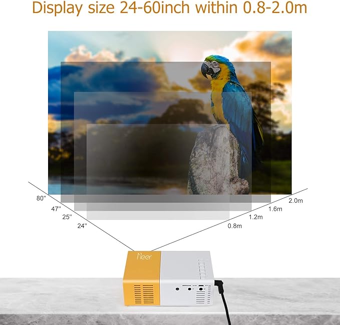 Mini Projector, Meer Portable Pico Full Color LED LCD Video Projector for Children Present, Video TV Movie, Party Game, Outdoor Entertainment with HDMI USB AV Interfaces and Remote Control