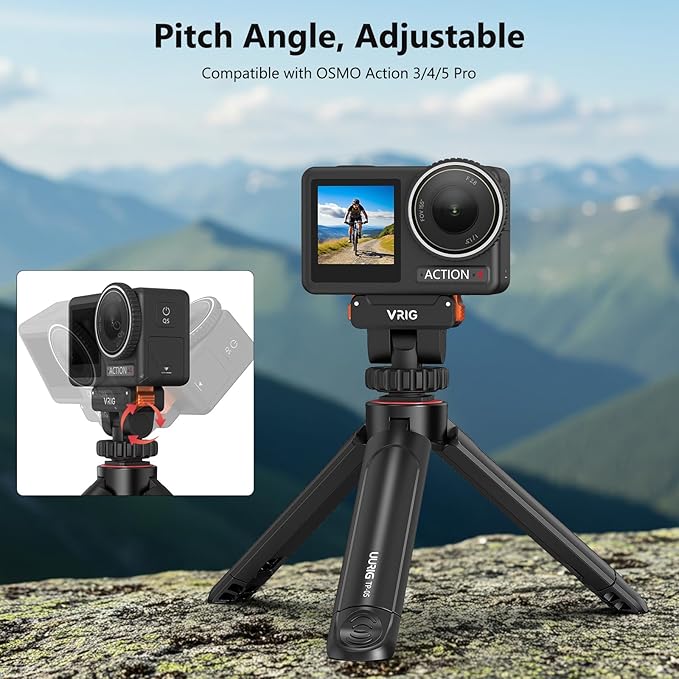 VRIG Cold Shoe Adapter Mount with Magnetic Quick Holder for DJI Osmo Action 5Pro, 180 Tilt Adjustable,Tripod Mount for Osmo 360,Cold Shoe Camera Adapter with 1/4" Screw Hole for Action 4/3