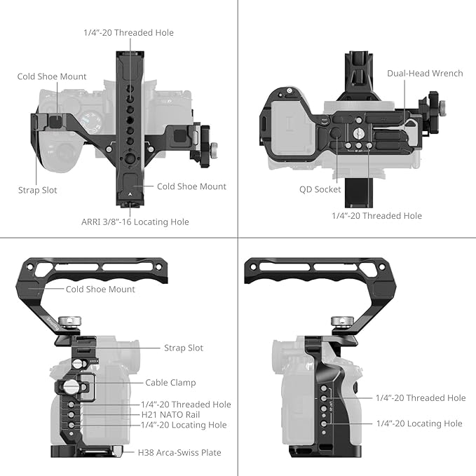 SmallRig A7 IV Cage with Top Handle and HDMI Cable Clamp, Basic Kit for Sony Alpha 7R V/Alpha 7 IV/Alpha 7 S III