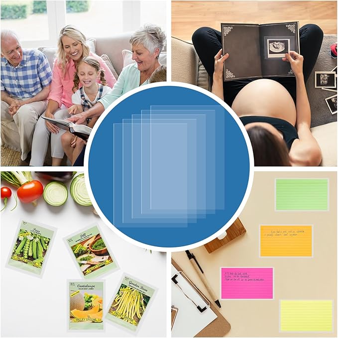 100 Pcs Clear Photo Sleeves, Top Loading Acid-Free Plastic Sheet Protectors for Photos, Index Cards, Archival Safe, Water/dust Proof Storage, 3.5x5