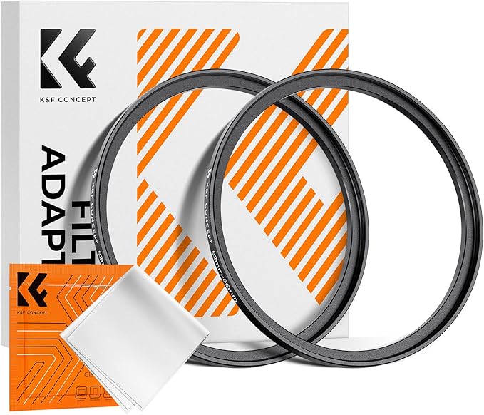 K&F Concept 62-67mm(2 Pcs) Step-Up Ring Adapter, 62mm to 67mm Step Up Filter Ring for 62mm Lens Install 67mm ND CPL UV Lens Filter