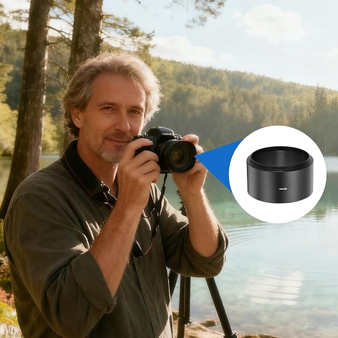 PATIKIL Lens Hood Shade, 62mm Long-Focus Mount Standard Screw-in Metal Camera Cap Shade with Cleaning Cloth and Cleaning Pen, Black