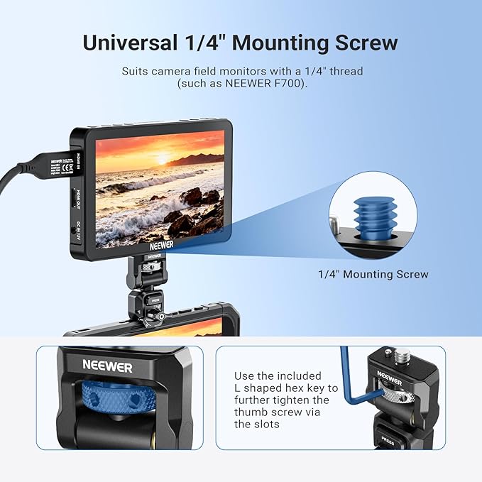 NEEWER Quick Release Monitor Mount for Phone Cage, Video Rig Stabilizer Mobile Photography Accessories Holder Compatible with iPhone Samsung Android F700 Camera Field Monitor, PA127