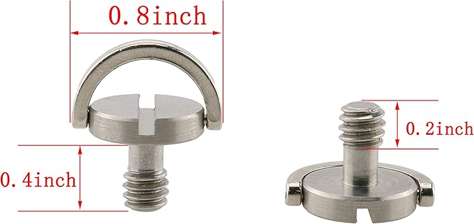 HJ Garden 2pcs 1/4-20 Thread D-Ring Stainless Steel Camera Fixing Screws for Camera Tripod Monopod QR Plate,D Shaft Quick Release Plate Mounting Screw 20mm Length