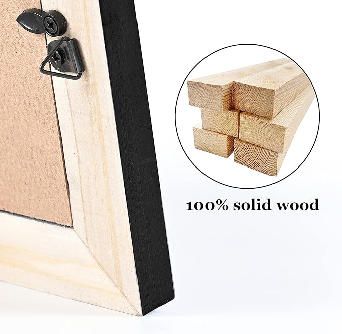 OKSQW 8 x 10 Picture Frame Solid Wood Rustic Handmade Striped Border Black Photo Frames HD Glass for Wall or Tabletop Display Gift Family Office Wedding Gallery Country Farmhouse Collage Home Decor