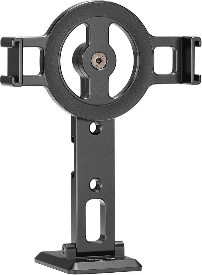FANAUE Cell Phone Tripod Mount, Magnetic Aluminum Smartphone Stand Adapter with Cold Shoe Arca Swiss QR Base Plate,1/4" & 3/8'' Screw Phone Holder Mount for Video Live Streaming Vlogging