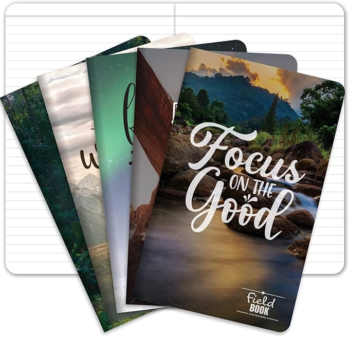 Elan Publishing Company Field Notebook/Journal - 5"x8" - Photo Inspiration Covers - Lined Memo Book - Pack of 5