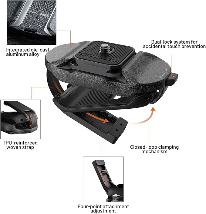 PGYTECH 2025 New Version Beetle Camera Clip V2(Only Clip), Quick Release Camera Backpack Clip for Sony/Nikon/Fuji/Action Cameras, Arca-Swiss Compatible, Instant Mounting & Hands-Free Shooting