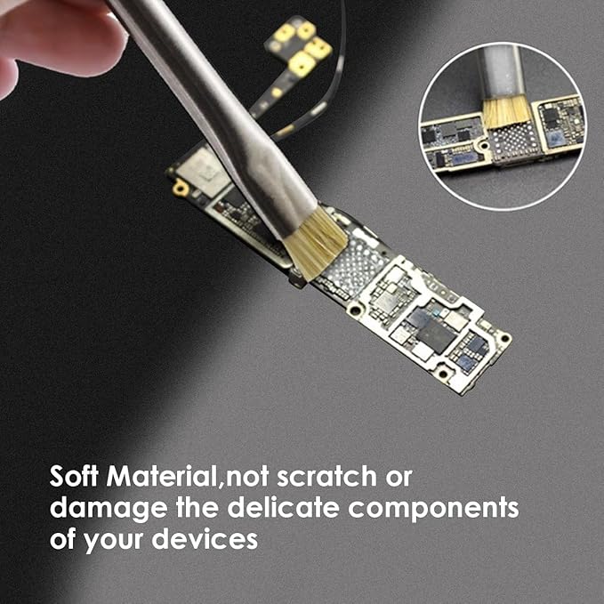 ESD-Safe Brush Anti-Static Brush Antistatic Anti Static Lab Motherboard Cleaning Brush Kit for Cleaning Keyboards, Cell Phone Parts, Computer Fans PCB and BGA Repair Soldering (2, Beveled Brush)