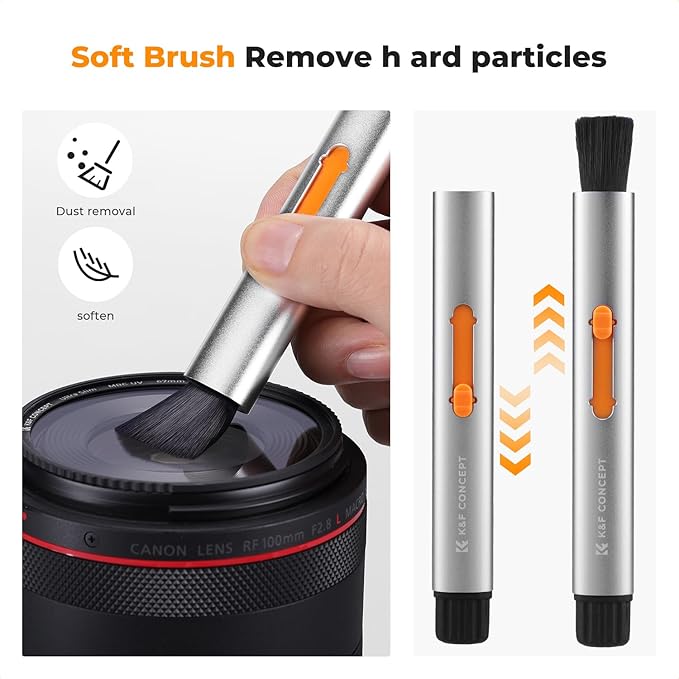 K&F Concept® Versatile Switch Lens Cleaning Pen, Replaceable Pen Tip with Cleaning Brush+Carbon Tip*2+16mm APS-C Cleaning Swab*6 for Camera Filters Screen Phone Computer Tablet AR VR Glasses