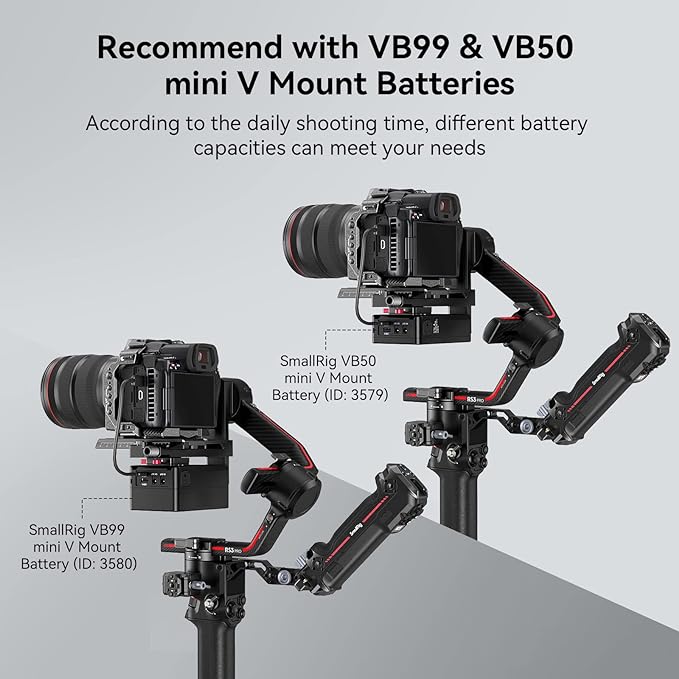 SMALLRIG Mini V Mount Battery Plate for DJI RS 3 / RS 3 Pro/RS 2 / RSC 2 Gimbals, Comes with V-Lock, Cold Shoe & 1/4"-20 Threaded Holes for V Mount Battery & NP-F Battery - 4189