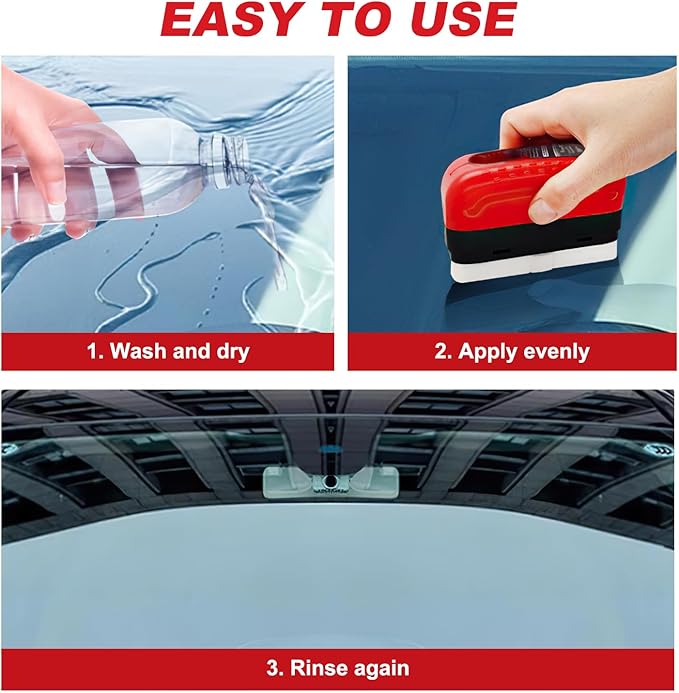 Automotive Oil Film Cleaning Brush New Glass Coating for Windshield Glass Oil Film Remover,Clear Vision Glass Cleaner with Refill for Windshield Improves Clarity and Visibility(2PCS)