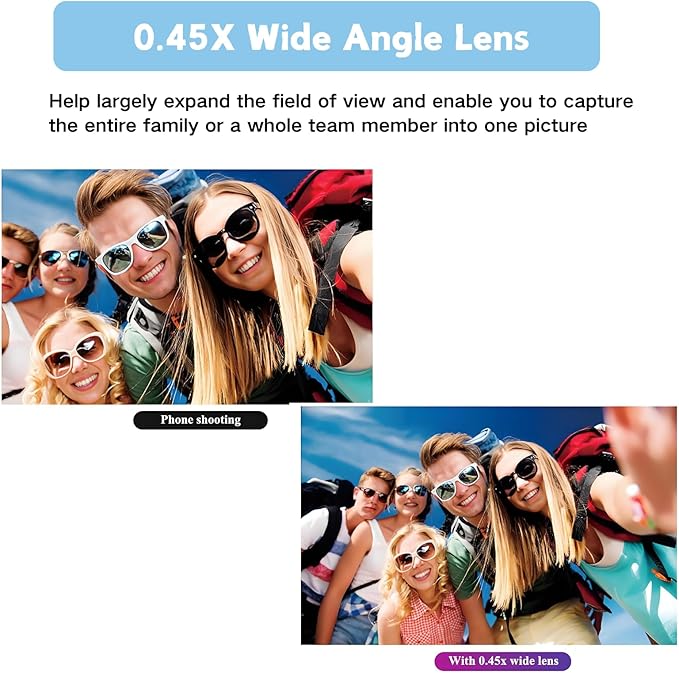 Yosoo Phone Camera Macro Lens, 2 in 1 Lens Set, 0.45X Wide Angle & 12.5X Macro, Clip-on for Most Smartphones