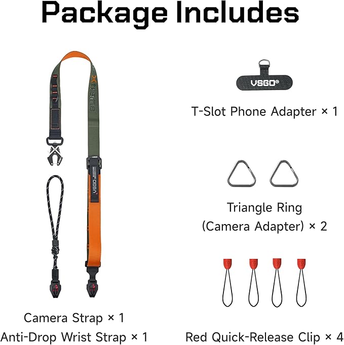 VSGO Urban Camera Strap – Quick Release, Anti-Twist, Comfortable Nylon Sling, Fits DSLR, Mirrorless, Phone, Action Camera