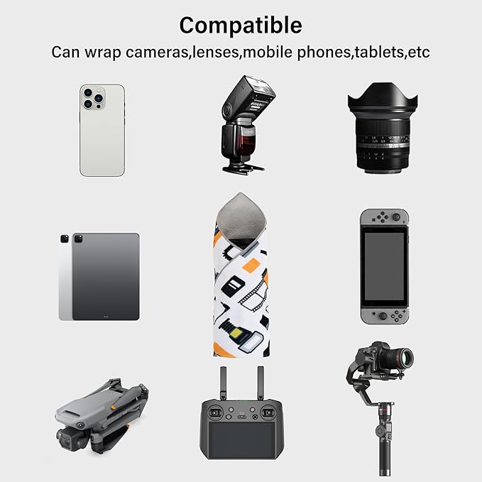 3pcs Pack Camera wrap, Protective Wrap, Magic Self-Adhesive Cloth, Anti-scratch Lens Camera Wrap, Folding, Washable, Lens pouches, Soft cloth with a sticky for camera