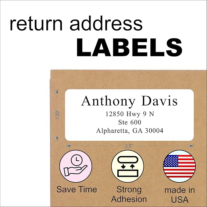 Personalized White Address Labels for Wedding or Business – Custom Return Address Stickers for Envelopes, Mailing & Shipping Packages – Bulk Business Mailing Labels by PrettySweetParty (Serif Font)