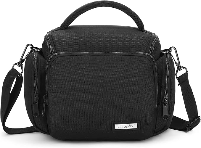 G-raphy Camera Bag Case Small Camera Sling Bags Camera Photography Accessories for DSLR SLR Mirrorless with Removal Straps Black