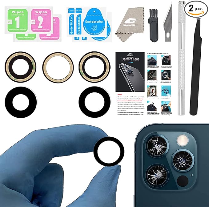 Camera Lens Glass Replacement for iPhone 13 Pro Max and 13 Pro, GVKVGIH Back Camera Glass Lens Replacement with Pre-Installed Adhesive,Repair Tool Kit and Installation Manual