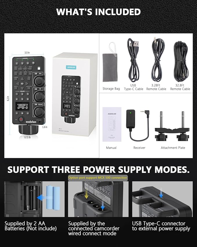 for Sony Camcorder Lanc Zoom Controller - Wireless & Wired Remote Control with IRIS Focus Zoom ND White Balance Adjust for Sony ILME-FX6,PXW-FX9,PXWZ280V/Z280T,PXWZ190V/Z190T; Replaces Sony RM-30BP
