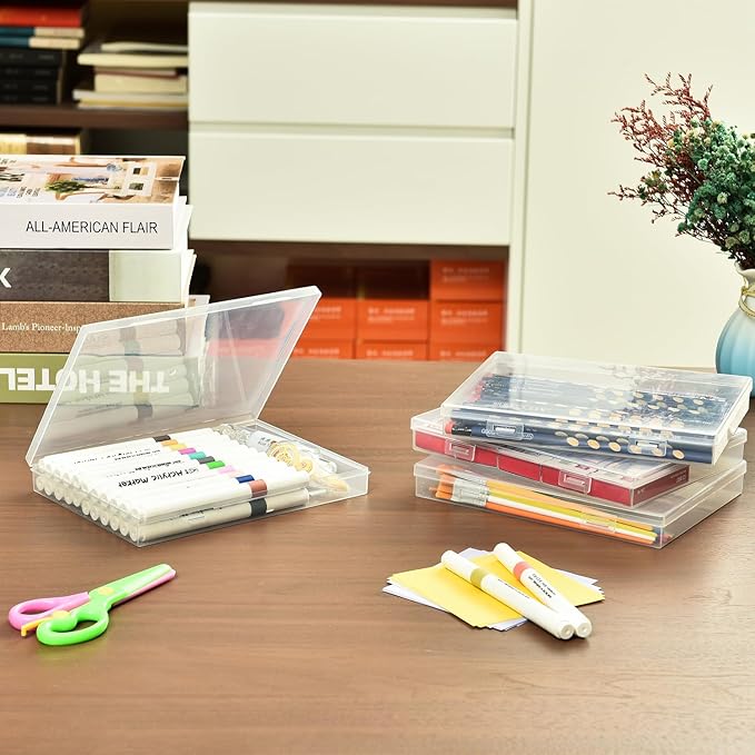 Photo Storage Box 5 x 7 Inches, 10 Inner Extra Large Photo Boxes with Dividers, Clear Acid-Free Photo Storage Containers with Handle, Photo Organizer Craft Keeper for Photo, Craft, Stamp etc