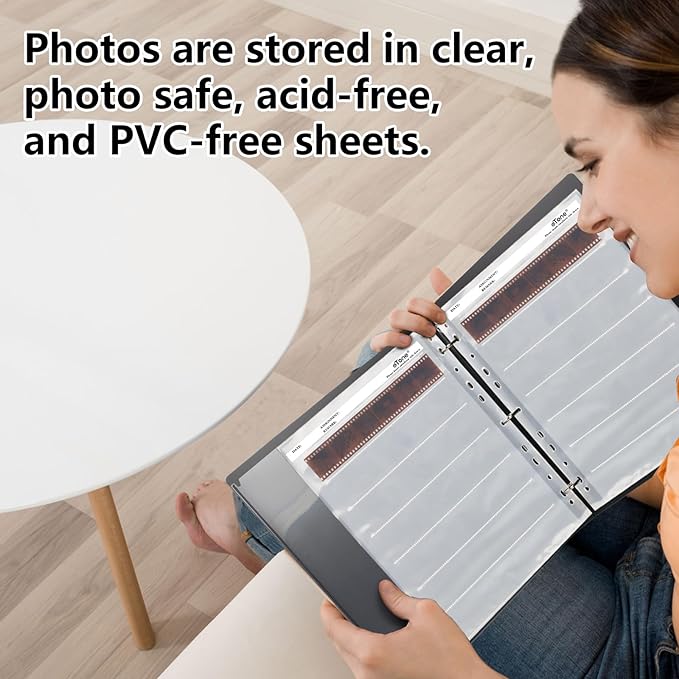eTone Archival Storage Sheets 135 35mm Negative Page Preservers Sleeves with Film Album Ring Binder (50x135)