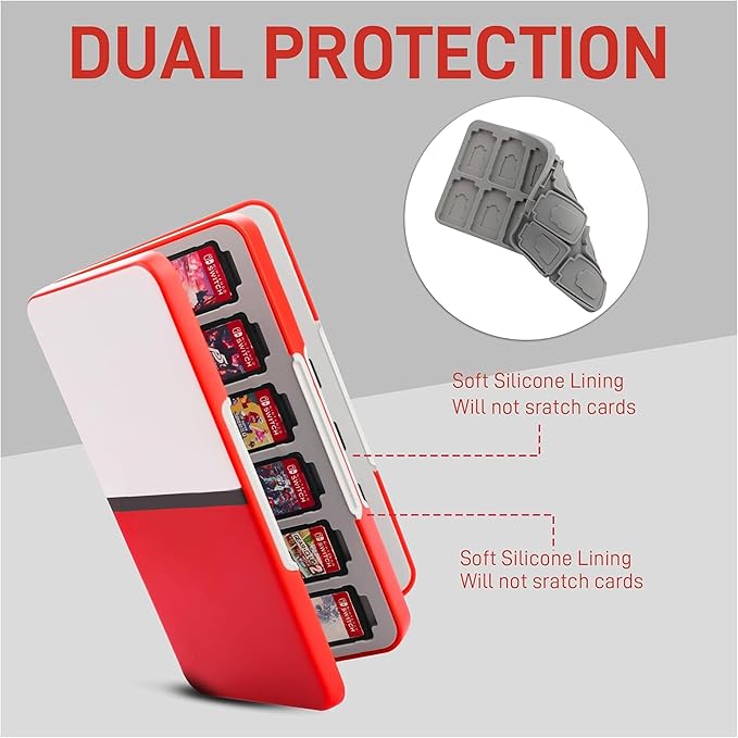 RHOTALL Game Card Case for Nintendo Switch/OLED/Lite/2 , Storage Card Box with 48 Game Cards Cartridge and 24 SD Cards Slots, Switch Games Holder with Magnetic Design