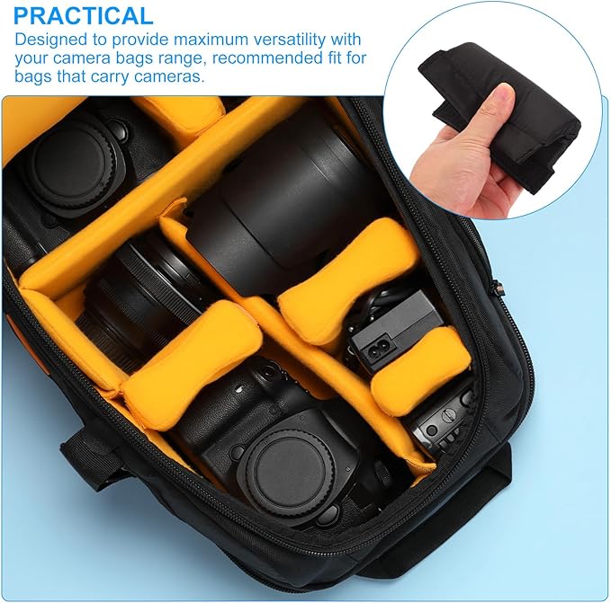 PATIKIL Camera Bag Divider, 3Pcs 4.72"x3.54"x0.31" Shockproof Camera Bag Inserts Separator Pad Protective Lens for Nikon Camera DSLR Protect Bag Organizer Universal Divider Cushion, Black