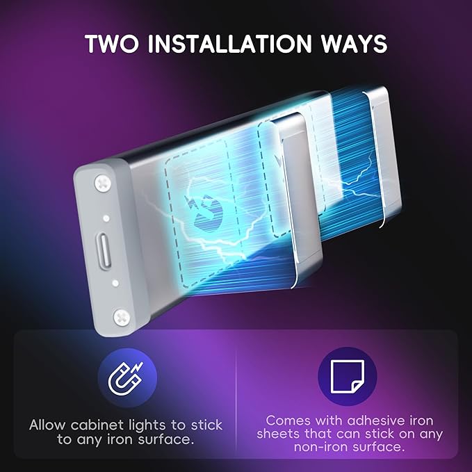 Under Cabinet Lights with Charging Station, 24LED Dimmable Rechargeable Motion Sensor Light Indoor with 15 Color Temperatures, Magnetic RGB Stick-Anywhere Closet Light for Stair Kitchen (1 Pack)