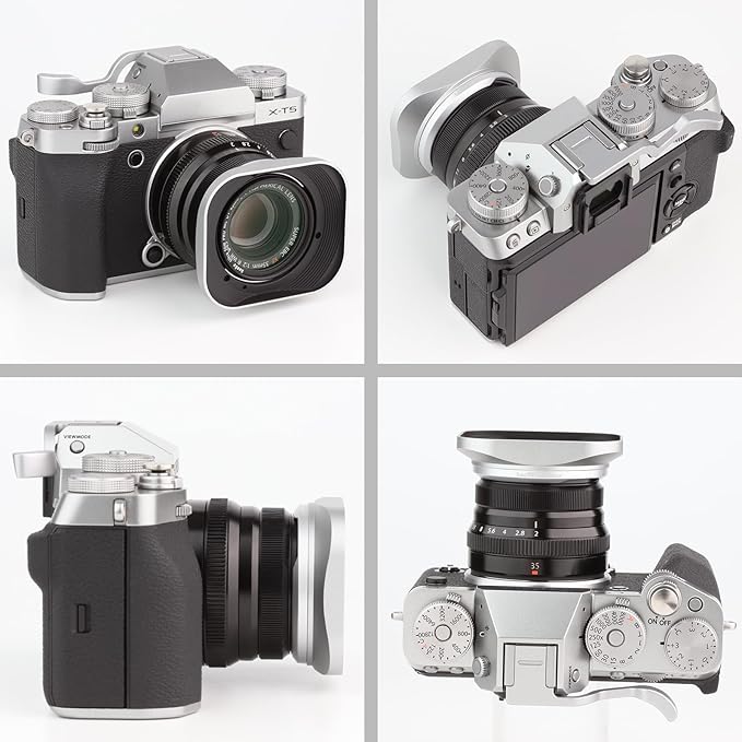Haoge LH-X35S Bayonet Square Metal Lens Hood for Fujifilm Fuji Fujinon XF 35mm F2 R WR XF35mmF2, XF 23mm f2 R WR XF23mmF2 and XC 35mm F2 XC35mmF2 Lens Replace LH-XF35-2 Silver