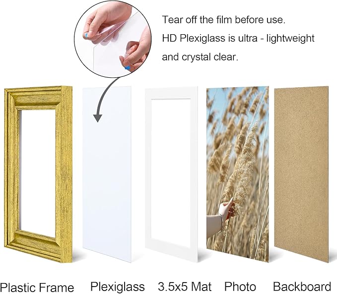 Vittanly 4x6 Picture Frames Set of 2, Ornate Vintage Photo Frame for Wall or Tabletop, Display 3.5x5 Pictures with Mat or 4x6 without Mat, Rustic Gold
