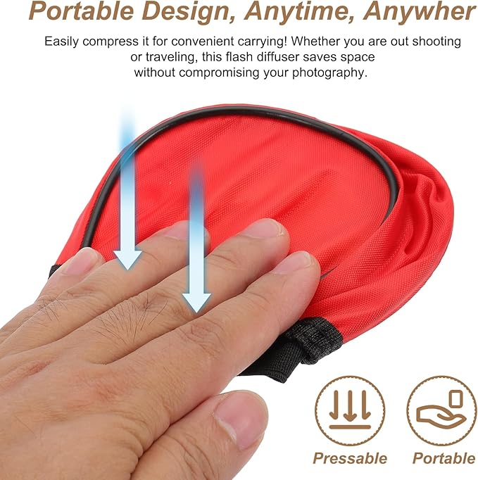 PATIKIL 3.7" x 3.5" Soft Mini Flash Diffuser Cap, 4 Pack Universal Elastic Flash Diffuser Cover for DSLR Camera Flashlight, Red