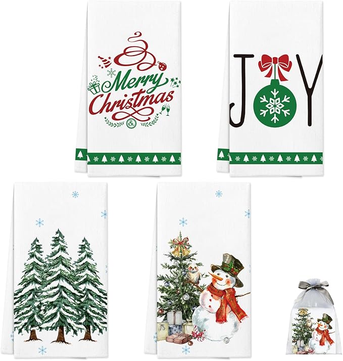 Nialnant Christmas Kitchen Towels, Farmhouse Hand Towels for Housewarming Gift Christmas Decorations Indoo,Tea Towels-16 x 23.6 Inch