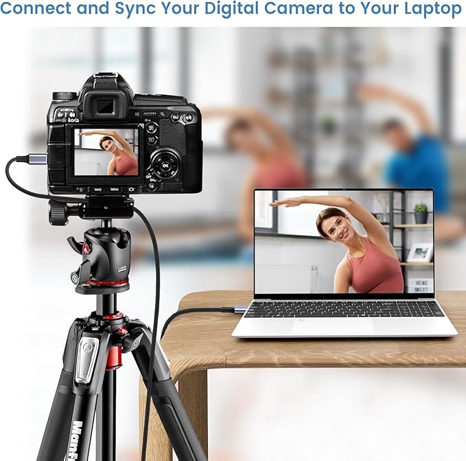 10 ft USB C Camera Tether Cable for Canon R5/R8/R6, USBC to USBC Tethering Charger for Sony A9 III/A1 II/A1/A9 II, Data Transfer for Nikon ZF/Z8/Z9