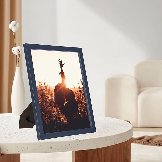 kennethan 8x10 Picture Frame Navy Blue 4 Pcs in 1 set Frame can Display 5x7 Picture with Mat or 8x10 Without Mat on the Wall or Table