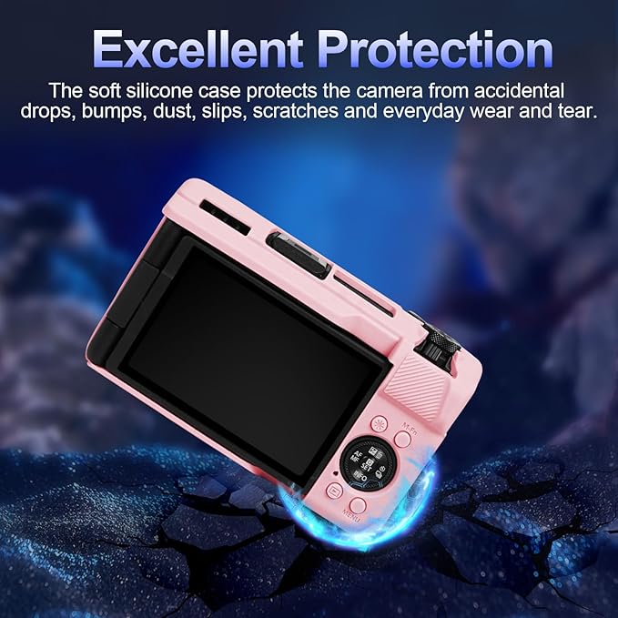 EASY HOOD V1 Case, Silicone Camera Cover with Removable Lens Cover, Soft Protector Lightweight Carrying Body Skin for Canon PowerShot V1 Digital Camera - Pink