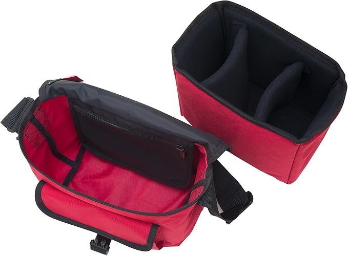 Manhattan Portage Aperture Camera Bag Water-Resistant DSLR & Tech Crossbody with Removable Padded Insert (Red)
