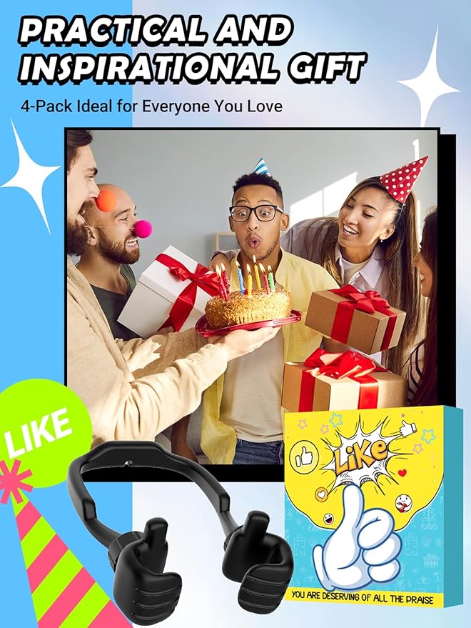 Stocking Stuffers for Men Women Teens Kids Gifts for Men Christmas: Thumbs Up Lazy Phone Stand Holder Funny Gadgets Teenage Boys Girls Dad Father Mother Mom (Black+Purple+White+Yellow, 4)