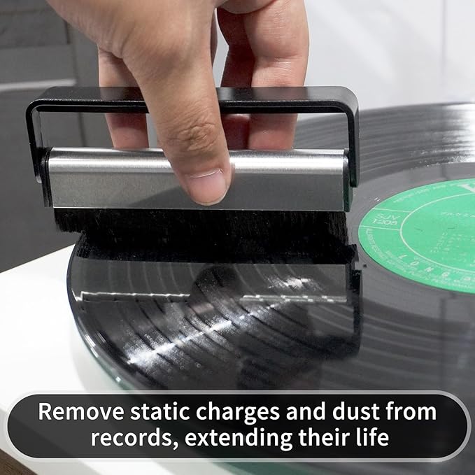 Record Cleaner Brush, Ultra Carbon Fiber Record Cleaner, Anti-Static Gentle Record Cleaning Tools with Record Player Needle Cleaning Brush, Record Player Accessories