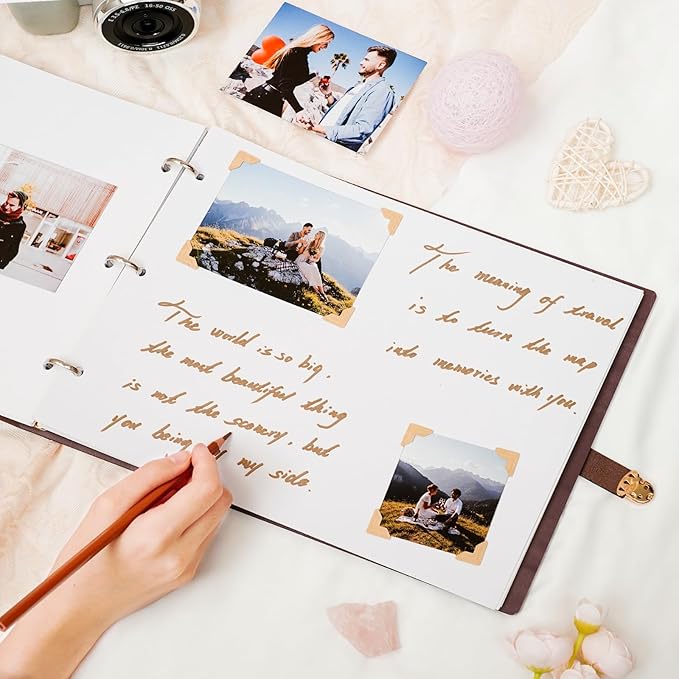 Custom Travel Scrapbook, Personalized Wooden Travel Photo Album, Adventure Scrapbook, Vacation Photo Album Vacation Memory Keeper Romantic Keepsake Gifts