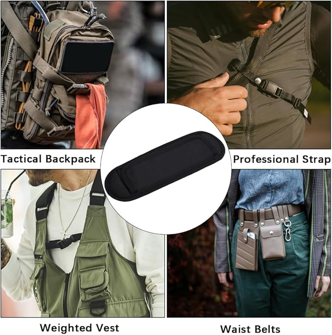 GORGECRAFT Detachable Shoulder Strap Pad Black Cotton Universal Replacement Cushion Laptop Case Bag Waterproof Removable Non Slip Pads Cover Backpack Shoulders Straps Pads for Camera Guitar