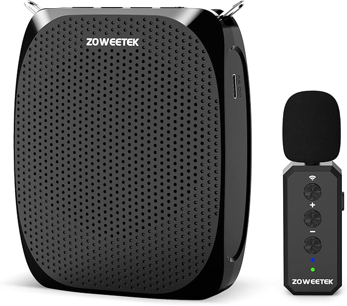 ZOWEETEK Voice Amplifier with Wireless Lavalier Microphone for Teachers, Teacher Mic with Speakers, Wireless Clip On Microphone System for Speech, Meeting, Classroom, Yoga, Mini Megaphone, 2026 New